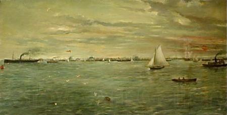 Verner Moore White The Harbor at Galveston, was painted for the Texas exhibit at the Norge oil painting art